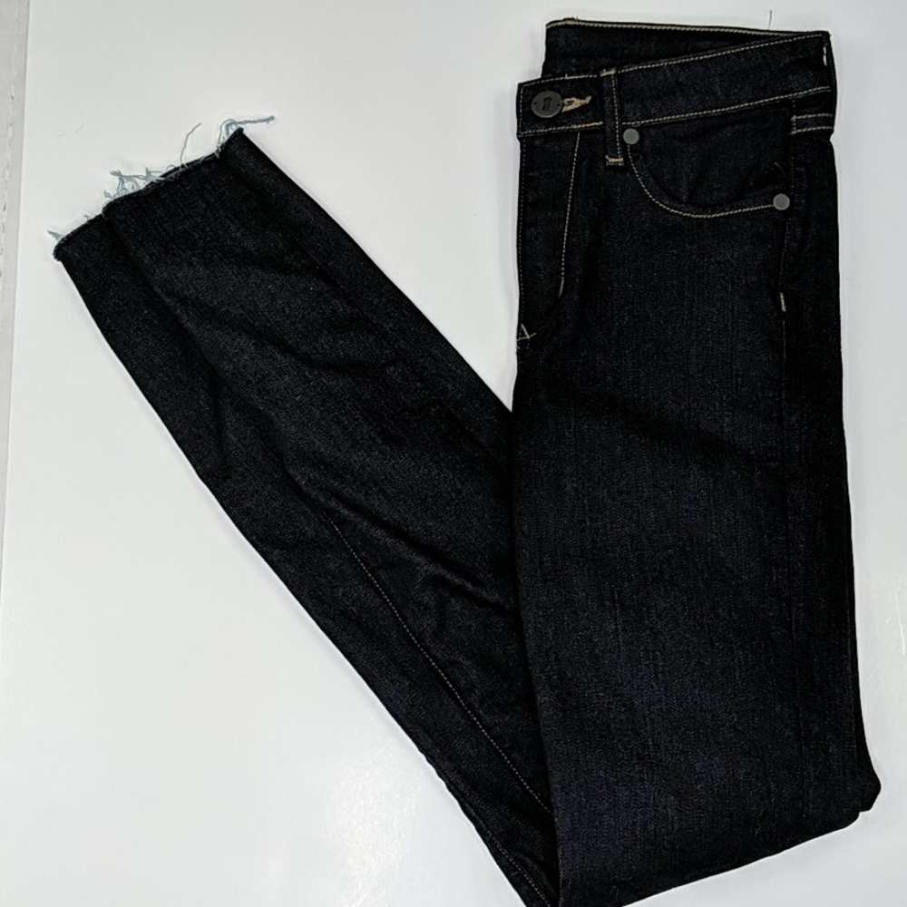Thvm dark wash raw hem skinny jeans